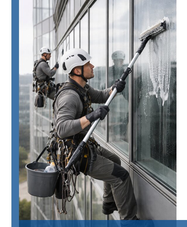 Высотная мойка сплошного остекления с выездом в Великом Новгороде