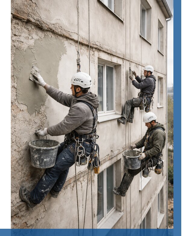 Ремонт штукатурного фасада в Великом Новгороде от 767 р. под ключ | ВЫСОТНИК-Влк