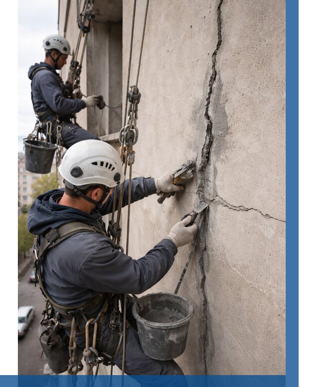 Заделка трещин на фасаде в Великом Новгороде от 921 р. | ВЫСОТНИК-Влк