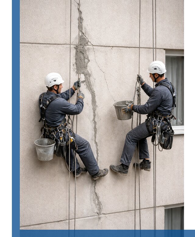 Заделка трещин на фасаде в Великом Новгороде с гарантийным ремонтом