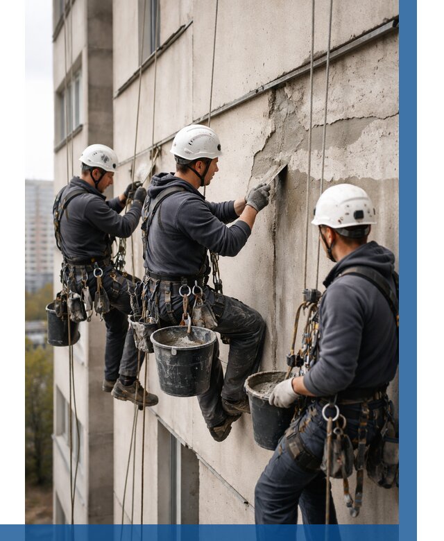 Ремонт бетонных элементов фасада в Великом Новгороде от 2558 р. | ВЫСОТНИК-Влк