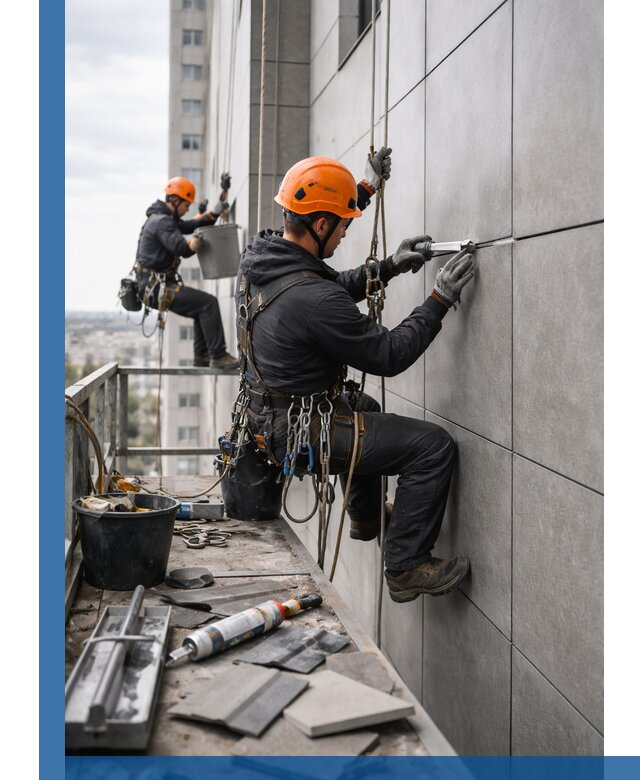 Профессиональный ремонт фасада из керамогранита в Великом Новгороде