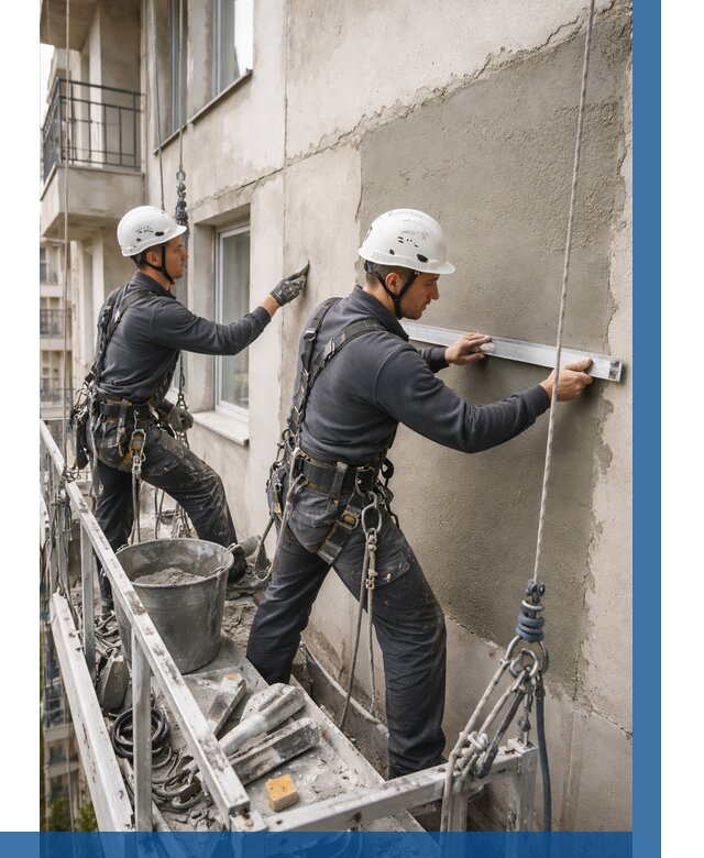 Штукатурка фасада на высоте в Великом Новгороде от 921 р. | ВЫСОТНИК-Влк