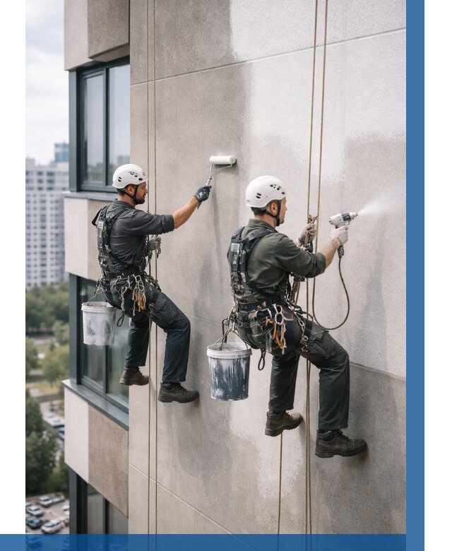 Покраска фасада альпинистами в Великом Новгороде от 307 р. | ВЫСОТНИК-Влк