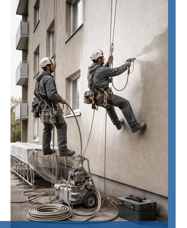 Безвоздушная покраска фасада в Великом Новгороде от 225 р/м² | ВЫСОТНИК-Влк