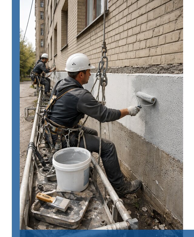 Окраска цоколя здания в Великом Новгороде профессионально и надежно