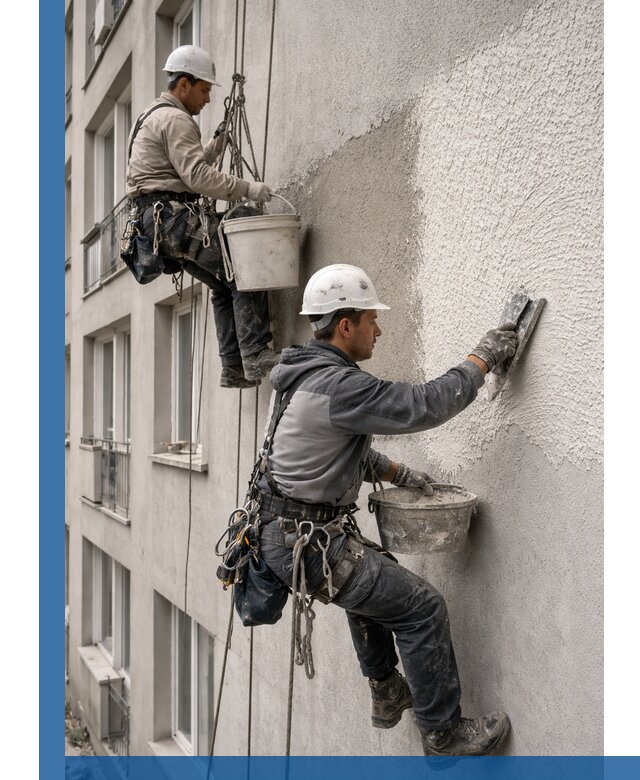 Нанесение декоративной штукатурки короед на фасад в Великом Новгороде