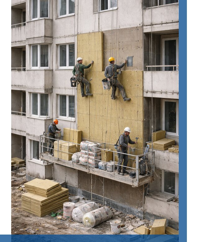 Утепление фасада минватой в Великом Новгороде от 1535 р. | ВЫСОТНИК-Влк