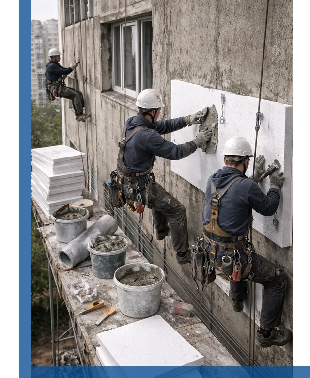 Утепление фасада пенополистиролом в Великом Новгороде под ключ