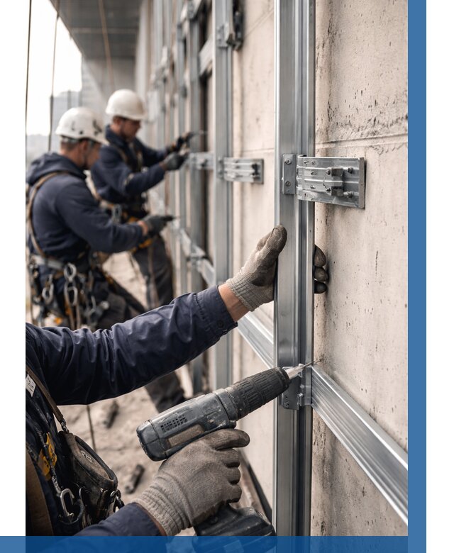 Монтаж подсистемы вентфасада в Великом Новгороде от 870 р. | ВЫСОТНИК-Влк