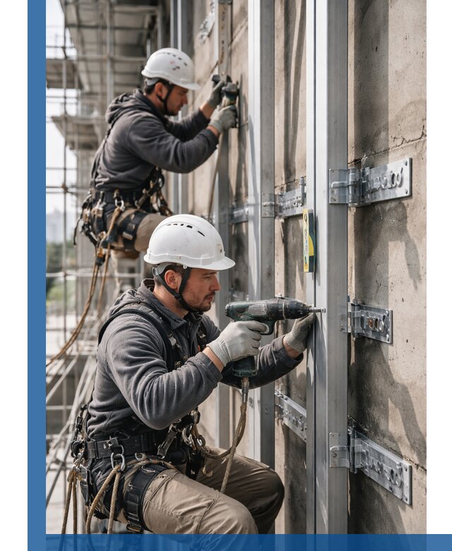 Монтаж и крепление подсистемы вентфасада в Великом Новгороде