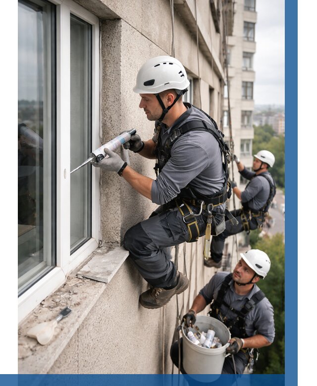 Герметизация оконных швов снаружи в Великом Новгороде от 1535 р. | ВЫСОТНИК-Влк