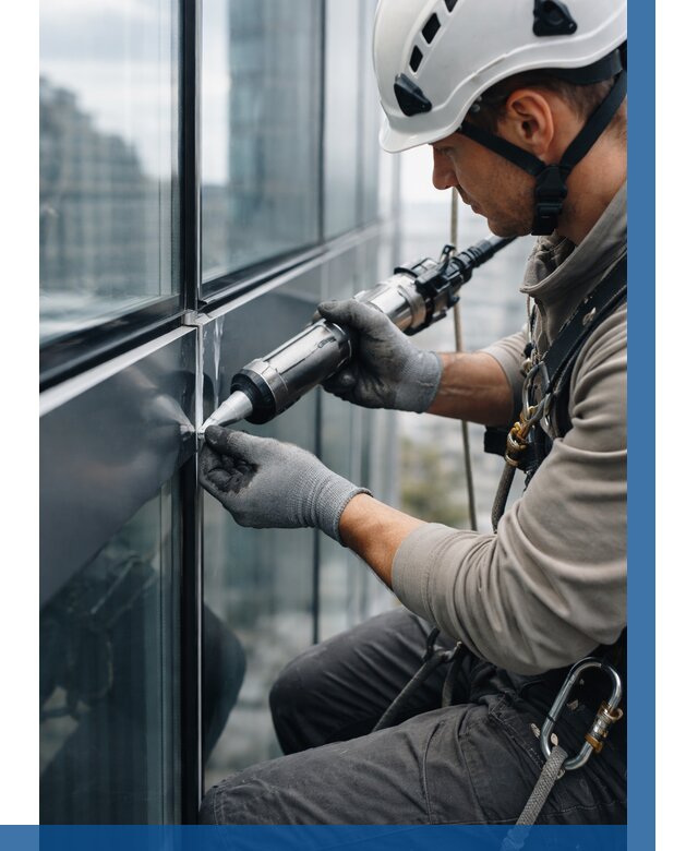 Герметизация стыков витража в Великом Новгороде от 1228 р. | ВЫСОТНИК-Влк