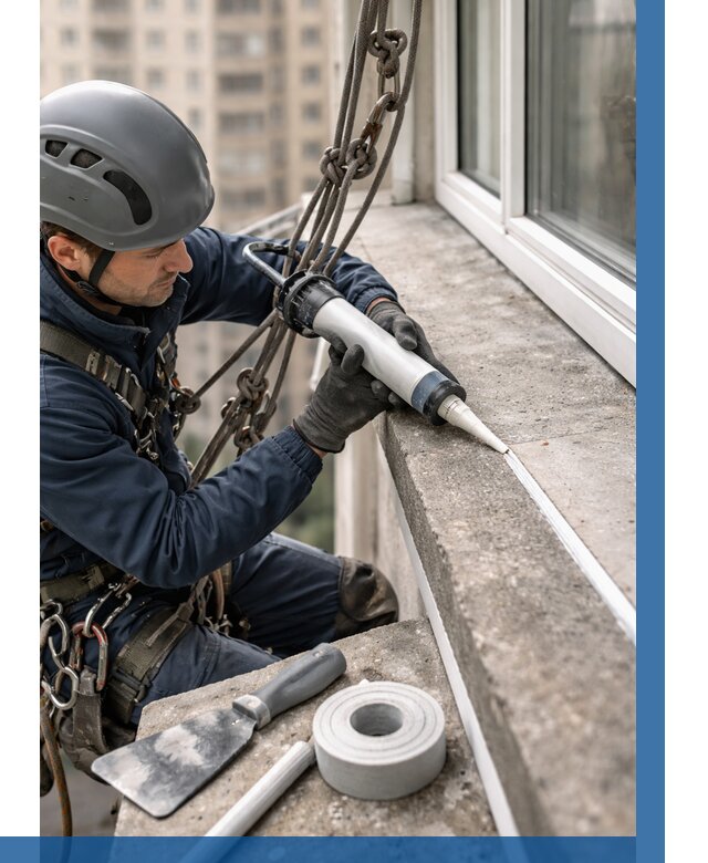 Герметизация балконного козырька в Великом Новгороде от 4604 р. | ВЫСОТНИК-Влк