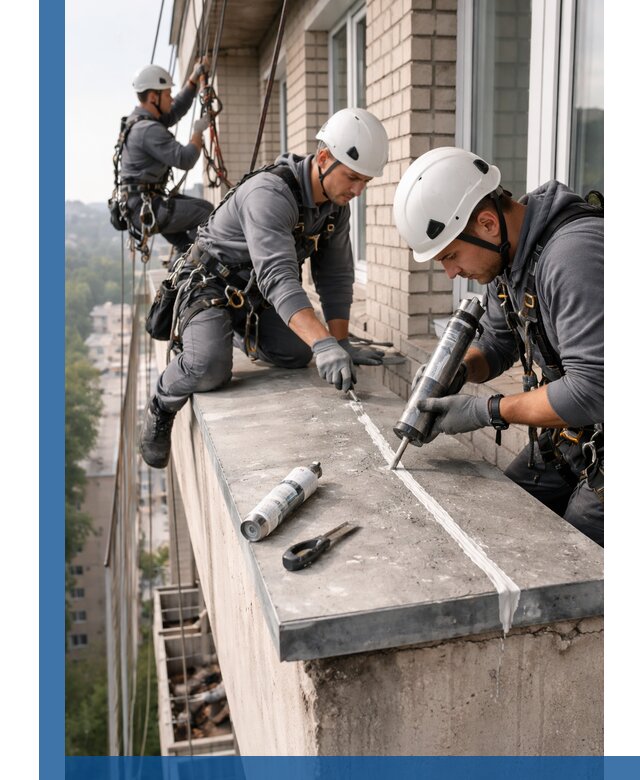 Герметизация балконного козырька в Великом Новгороде профессионально