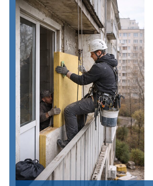 Профессиональное утепление балкона снаружи в Великом Новгороде под ключ