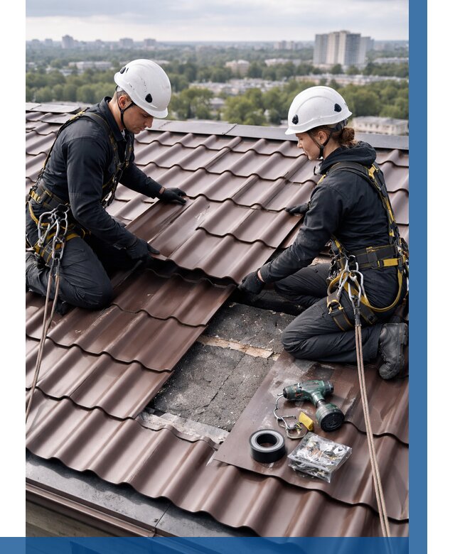 Ремонт металлочерепицы на крыше в Великом Новгороде от 921 р. | ВЫСОТНИК-Влк