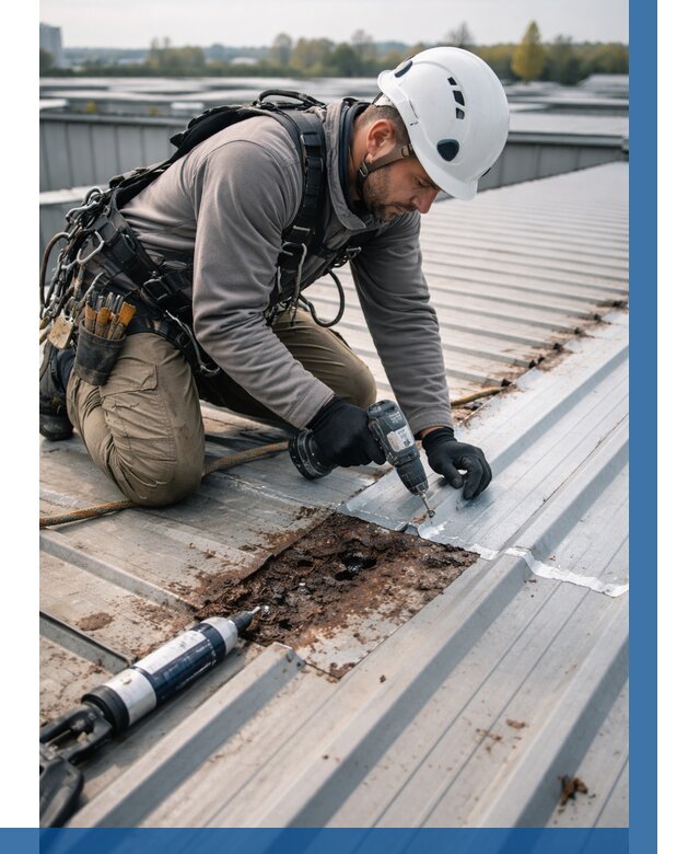 Ремонт профнастила на кровле в Великом Новгороде от 716 р. | ВЫСОТНИК-Влк