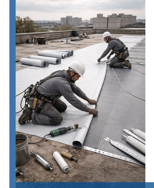 Монтаж мембранной кровли в Великом Новгороде для промышленных зданий