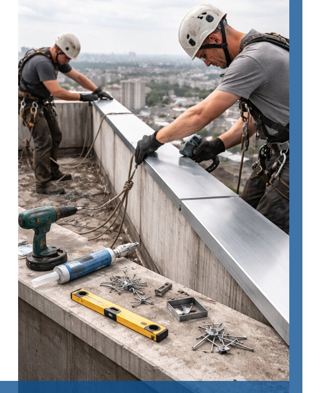 Монтаж парапетных крышек в Великом Новгороде от 818 р. | ВЫСОТНИК-Влк