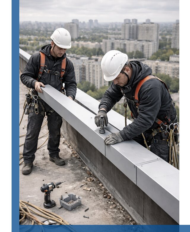 Монтаж парапетных крышек и ограждений кровли в Великом Новгороде