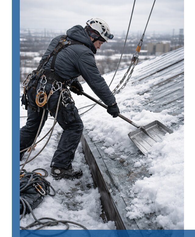 Профессиональная очистка кровли от снега и наледи в Великом Новгороде