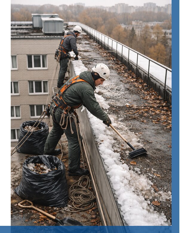 Очистка кровли по периметру в Великом Новгороде от 563 р. | ВЫСОТНИК-Влк