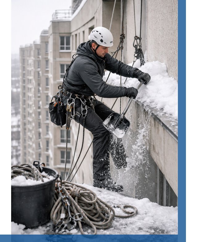 Очистка карнизов от снега в Великом Новгороде от 307 р. | ВЫСОТНИК-Влк