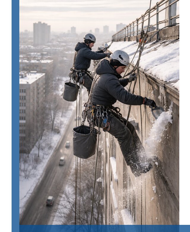 Очистка карнизов от снега в Великом Новгороде профессионально и безопасно