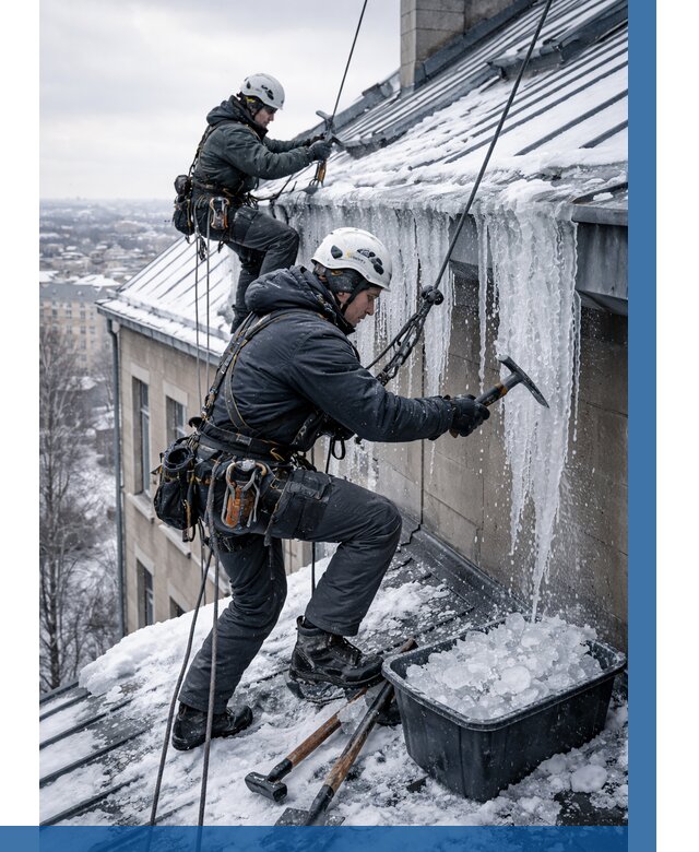 Удаление наледи с кровли в Великом Новгороде от 5627 р. | ВЫСОТНИК-Влк