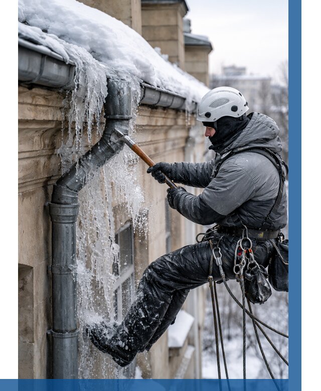 Очистка водостоков от льда в Великом Новгороде от 3581 р. | ВЫСОТНИК-Влк