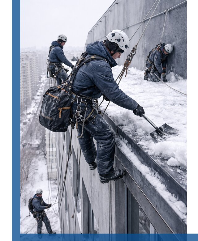 Абонентское обслуживание кровли зимой в Великом Новгороде регулярный уход