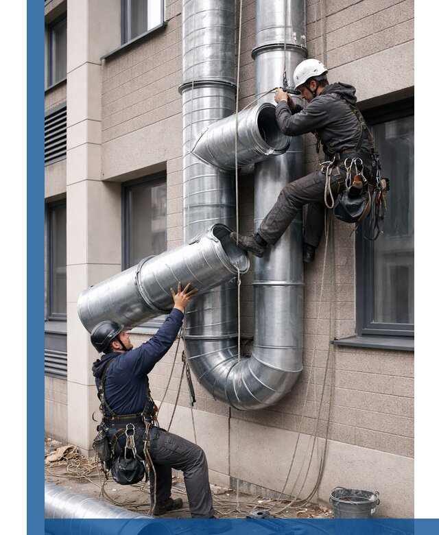 Монтаж фасадных воздуховодов в Великом Новгороде с герметизацией и крепежом