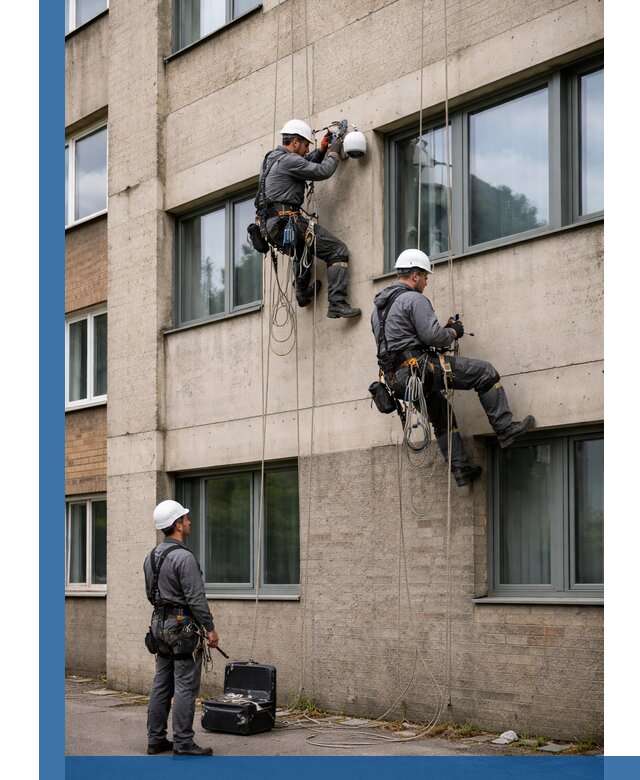 Монтаж фасадных камер видеонаблюдения в Великом Новгороде под ключ