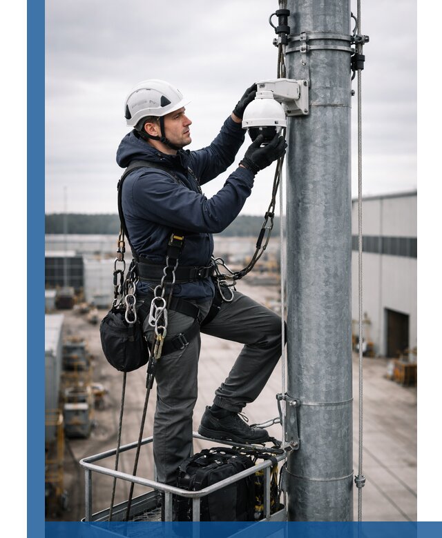 Профессиональная установка видеокамер на мачте в Великом Новгороде