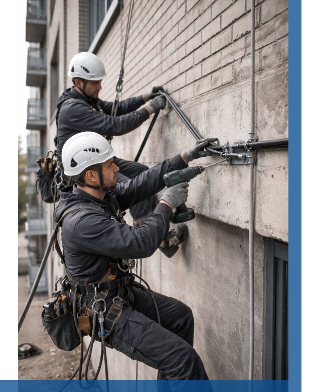 Крепление кабеля на фасаде в Великом Новгороде от 358 р. | ВЫСОТНИК-Влк