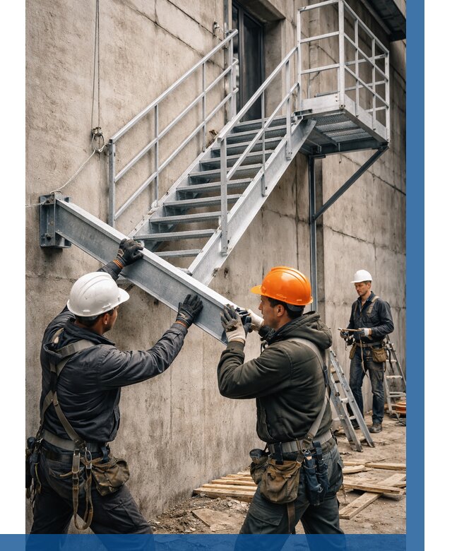 Монтаж металлических лестниц в Великом Новгороде от 15345 р. | ВЫСОТНИК-Влк