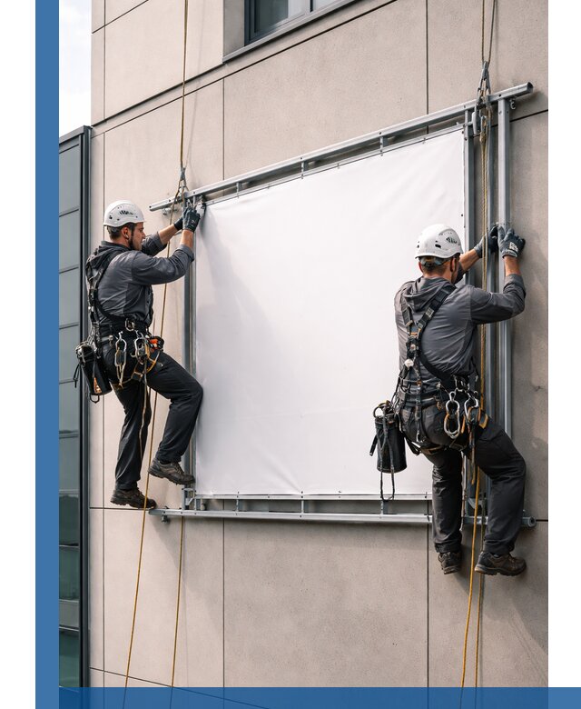 Монтаж наружной рекламной вывески в Великом Новгороде под ключ