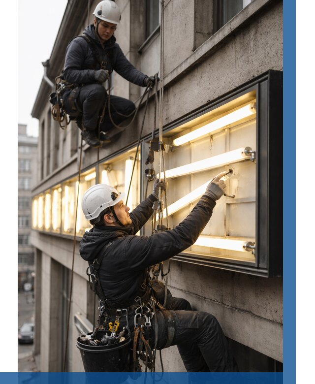 Замена ламп в вывеске в Великом Новгороде под ключ от 3581 р. | ВЫСОТНИК-Влк