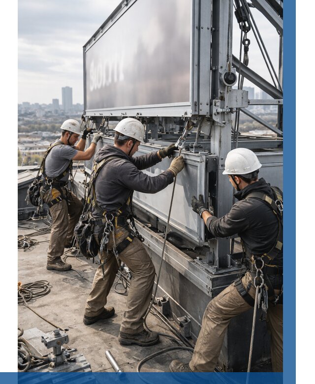 Монтаж крышной рекламной конструкции в Великом Новгороде от 61380 р.|ВЫСОТНИК-Влк