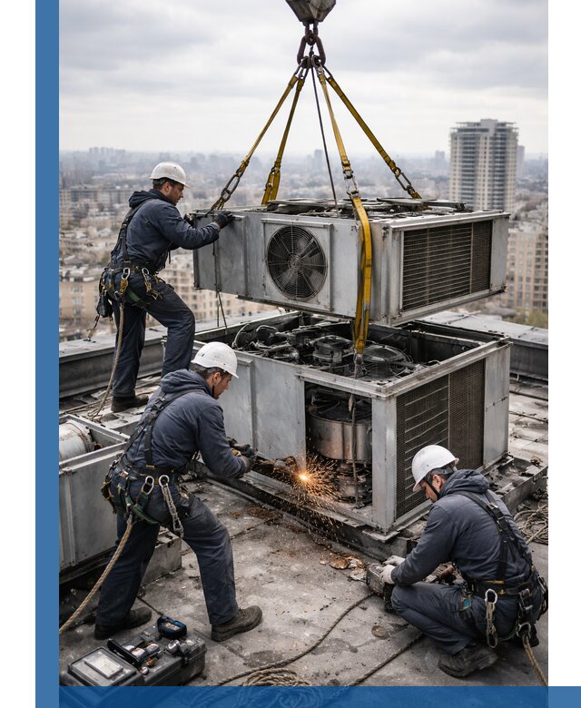 Демонтаж крышной установки в Великом Новгороде любой сложности