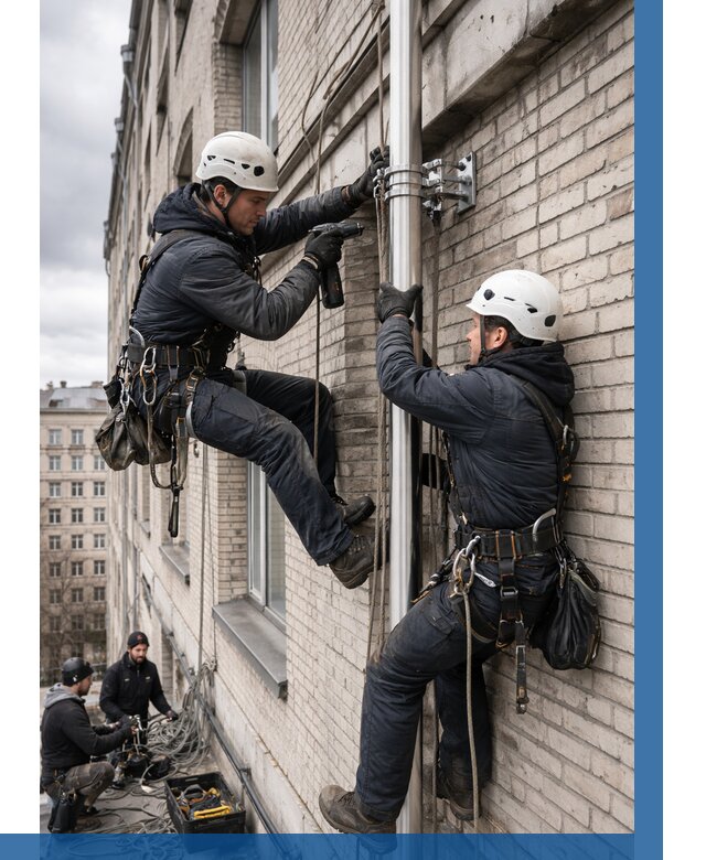 Монтаж флагштока на здании в Великом Новгороде от 6650 р. | ВЫСОТНИК-Влк