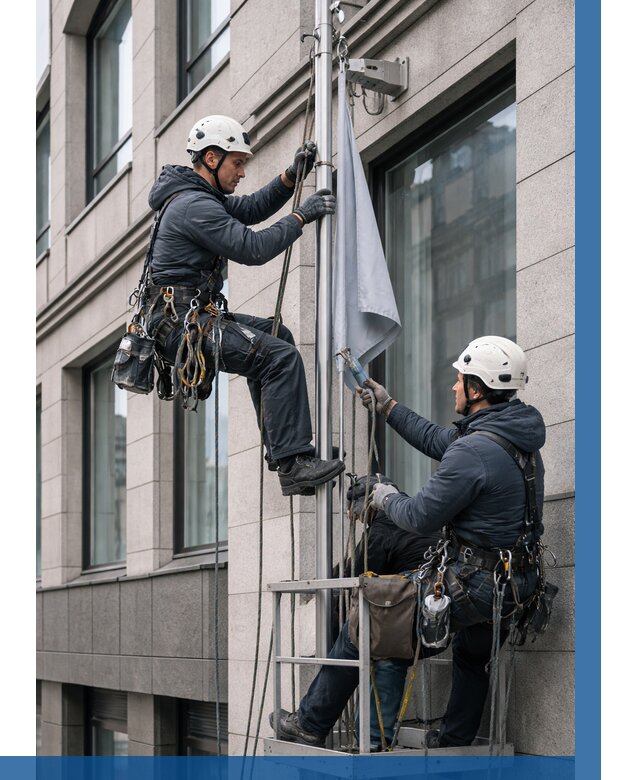 Установка флагов на фасаде в Великом Новгороде от 4604 р. | ВЫСОТНИК-Влк