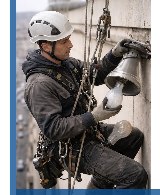 Замена ламп на высоте в Великом Новгороде профессионально и быстро