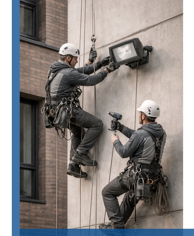 Профессиональный монтаж фасадных прожекторов в Великом Новгороде под ключ