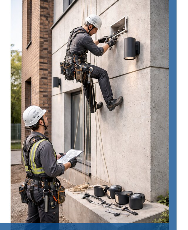 Монтаж фасадного освещения в Великом Новгороде от 2558 р. | ВЫСОТНИК-Влк