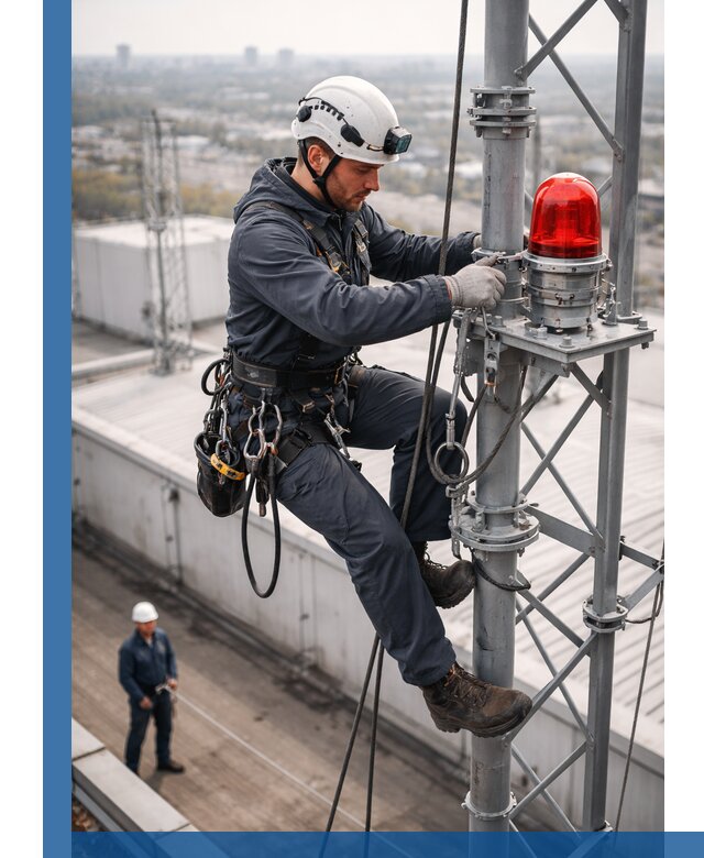 Монтаж заградительных огней и обслуживание объектов в Великом Новгороде