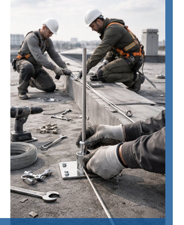 Монтаж молниезащиты на кровле в Великом Новгороде цена от 25575 р. | ВЫСОТНИК-Влк