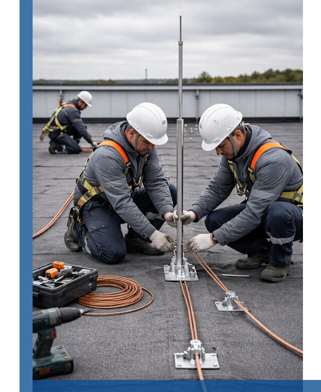 Монтаж молниезащиты на кровле в Великом Новгороде под ключ с гарантией