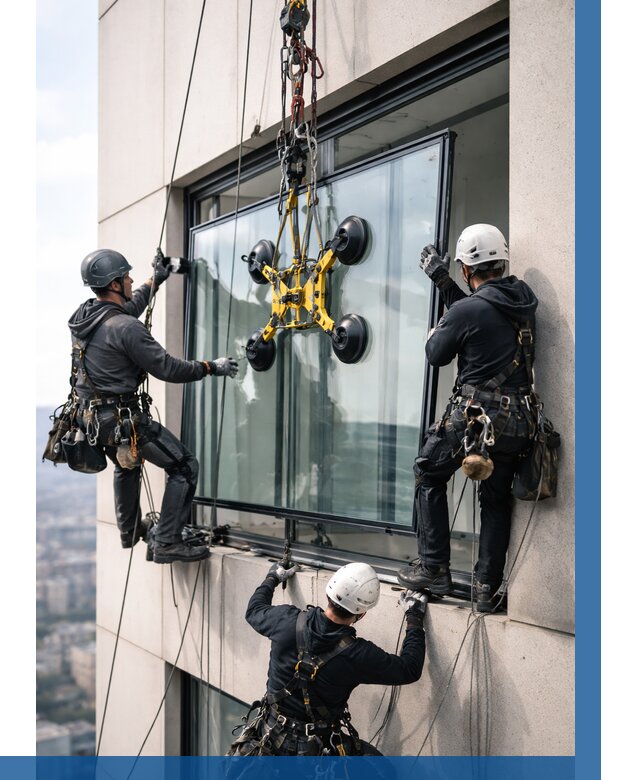 Монтаж стеклопакетов на высоте в Великом Новгороде от 3274 р. | ВЫСОТНИК-Влк